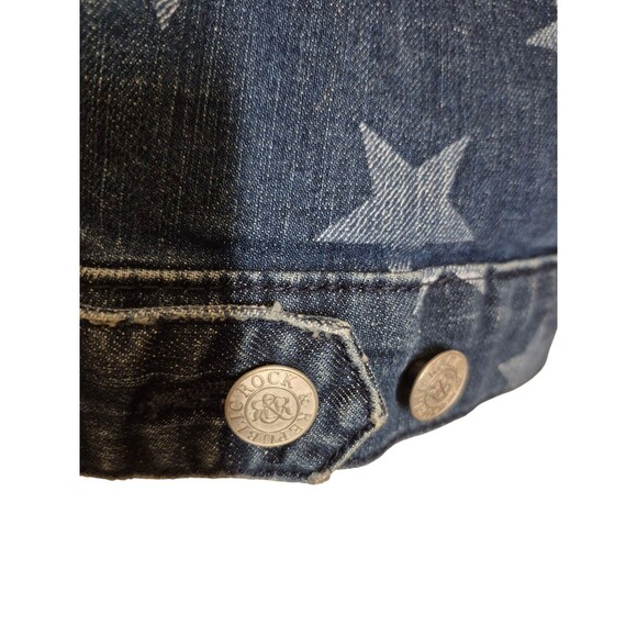 Rock & Republic Denim Vest Star Print Raw Edge Rocker Vest Medium Denim Sz L - Picture 3 of 6